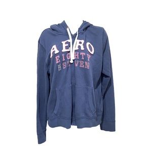 Aeropostale Blue/Pink/White Size XL Full Zip Hoodie